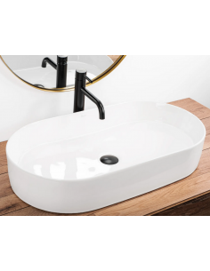 håndvask vask bordmonteret bordplade keramik badeværelse oval hvid 2