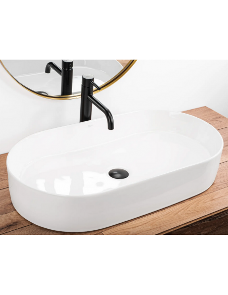 håndvask vask bordmonteret bordplade keramik badeværelse oval hvid