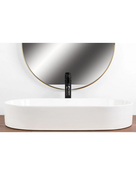 håndvask vask bordmonteret bordplade keramik badeværelse oval hvid