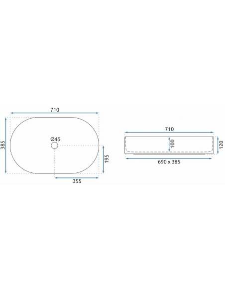 håndvask vask bordmonteret bordplade keramik badeværelse oval hvid