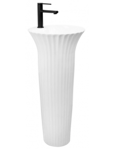 rund håndvask vask gulvmonteret gulv badeværelse keramik hvid porcelæn