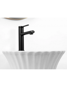 rund håndvask vask gulvmonteret gulv badeværelse keramik hvid porcelæn 2