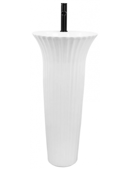 rund håndvask vask gulvmonteret gulv badeværelse keramik hvid porcelæn