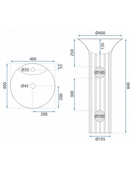 rund håndvask vask gulvmonteret gulv badeværelse keramik hvid porcelæn