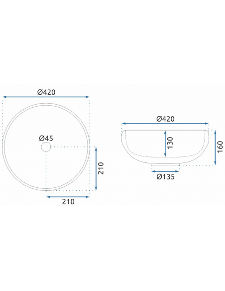 rund håndvask vask bordmonteret bordplade badeværelse glas