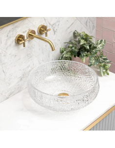 rund håndvask vask bordmonteret bordplade badeværelse glas 2