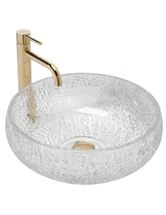 rund håndvask vask bordmonteret bordplade badeværelse glas