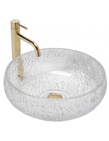 rund håndvask vask bordmonteret bordplade badeværelse glas