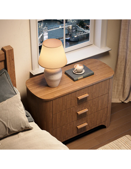 sengebord natbord træ brun garderobe soveværelse kommode