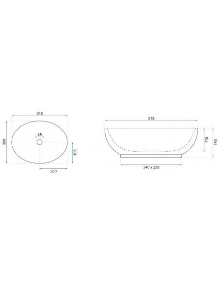 håndvask vask bordmonteret bordplade keramik badeværelse oval hvid