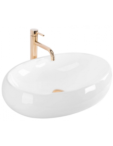 håndvask vask bordmonteret bordplade keramik badeværelse oval hvid