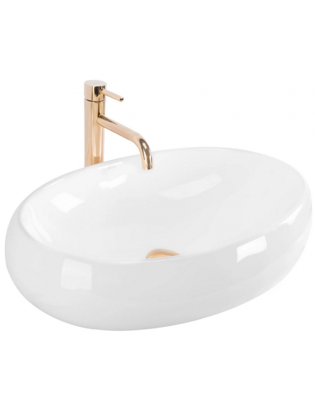 håndvask vask bordmonteret bordplade keramik badeværelse oval hvid
