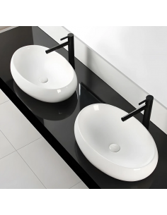 håndvask vask bordmonteret bordplade keramik badeværelse oval hvid 2