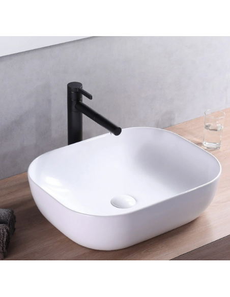 håndvask vask bordmonteret bordplade keramik badeværelse hvid