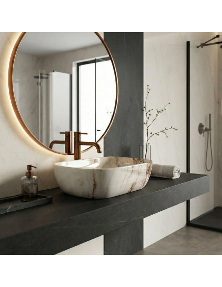 håndvask vask bordmonteret bordplade keramik badeværelse marmor