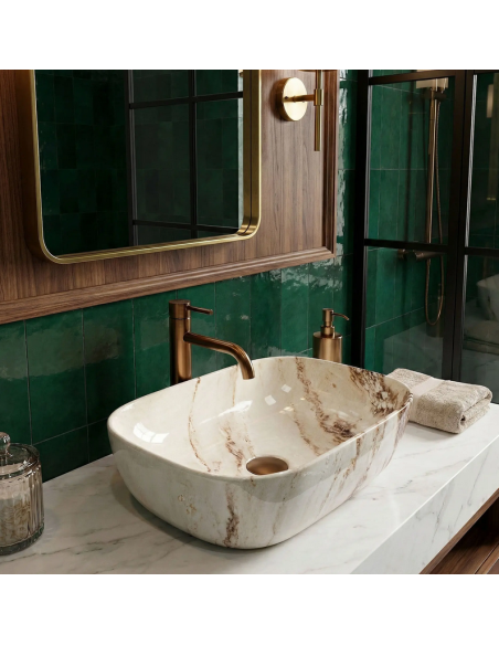 håndvask vask bordmonteret bordplade keramik badeværelse marmor