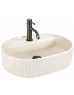 oval håndvask vask bordmonteret bordplade keramik badeværelse marmor beige 2