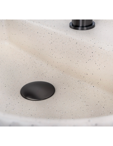 oval håndvask vask bordmonteret bordplade keramik badeværelse marmor beige