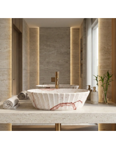 håndvask vask bordmonteret bordplade keramik badeværelse marmor beige