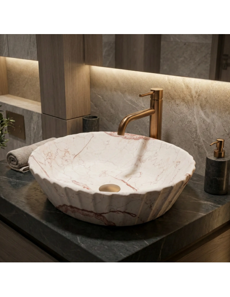 håndvask vask bordmonteret bordplade keramik badeværelse marmor beige