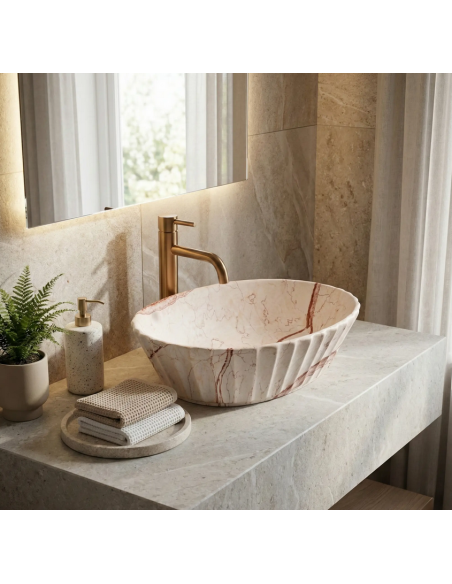 håndvask vask bordmonteret bordplade keramik badeværelse marmor beige