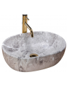 Bordmonteret oval håndvask i keramik 48,5 x 35 cm - Grå marmor