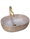 Bordmonteret oval håndvask i keramik 48,5 x 35 cm - Gråbeige marmor