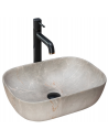 Bordmonteret håndvask i keramik 46,5 x 33,5 cm - Gråbeige marmor