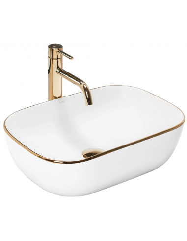 håndvask vask bordmonteret bordplade keramik badeværelse hvid guld