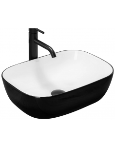 håndvask vask bordmonteret bordplade keramik badeværelse hvid sort