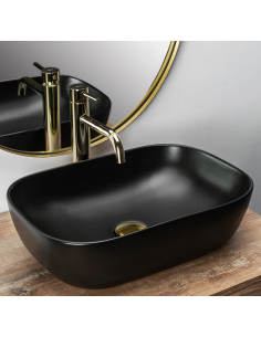 håndvask vask bordmonteret bordplade keramik badeværelse sort 2