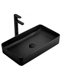 håndvask vask bordmonteret bordplade keramik badeværelse sort