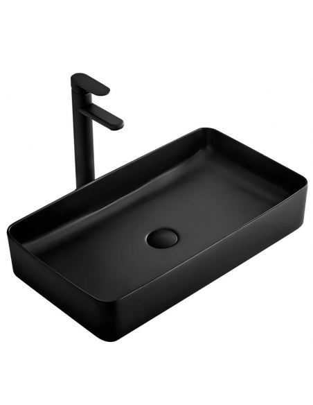 håndvask vask bordmonteret bordplade keramik badeværelse sort