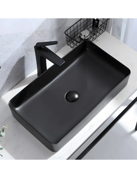 håndvask vask bordmonteret bordplade keramik badeværelse sort