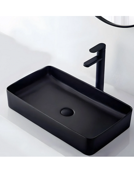 håndvask vask bordmonteret bordplade keramik badeværelse sort