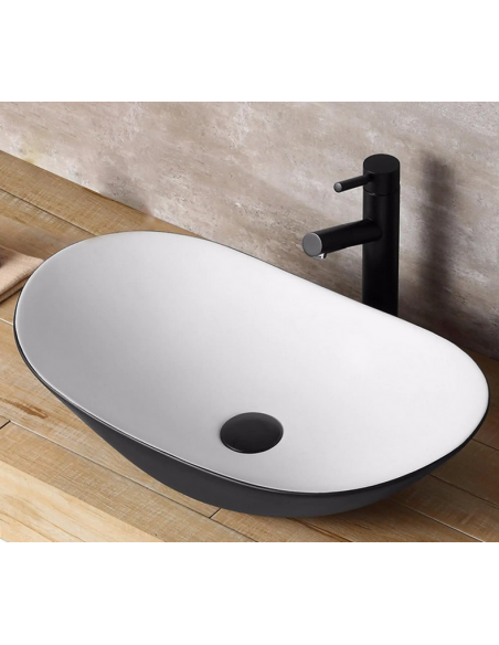 håndvask vask bordmonteret bordplade keramik badeværelse sort hvid