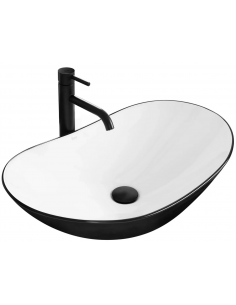 håndvask vask bordmonteret bordplade keramik badeværelse sort hvid