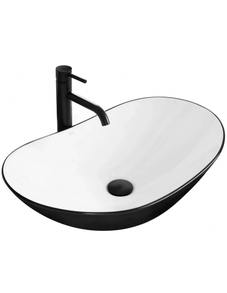 håndvask vask bordmonteret bordplade keramik badeværelse sort hvid