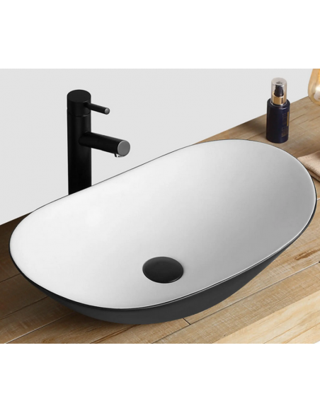 håndvask vask bordmonteret bordplade keramik badeværelse sort hvid