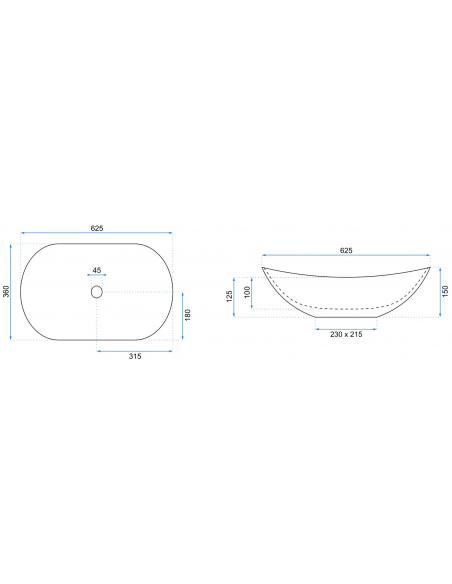 håndvask vask bordmonteret bordplade keramik badeværelse sort hvid