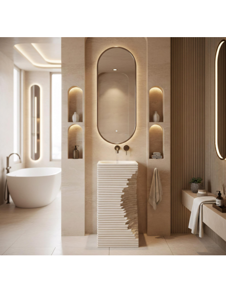 firkantet håndvask vask gulvmonteret gulv badeværelse sten