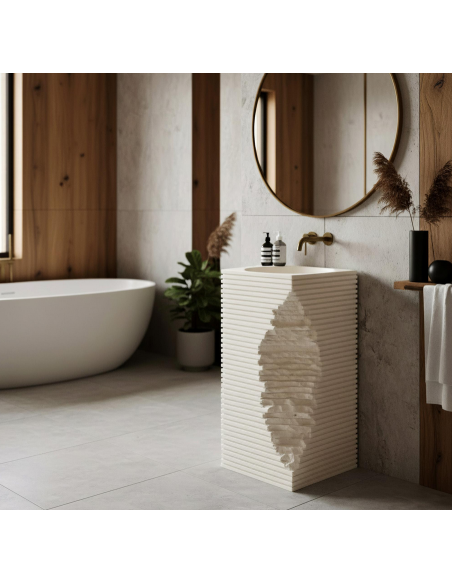 firkantet håndvask vask gulvmonteret gulv badeværelse sten