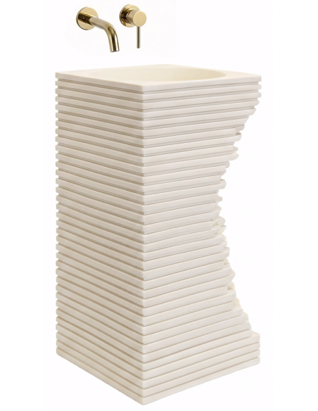 firkantet håndvask vask gulvmonteret gulv badeværelse sten