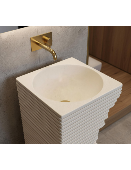 firkantet håndvask vask gulvmonteret gulv badeværelse sten