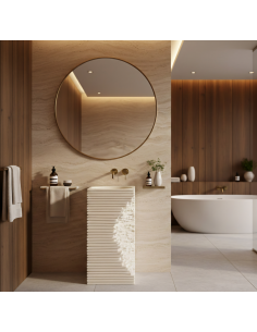 firkantet håndvask vask gulvmonteret gulv badeværelse sten