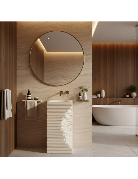 firkantet håndvask vask gulvmonteret gulv badeværelse sten