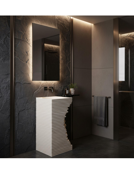 firkantet håndvask vask gulvmonteret gulv badeværelse sten