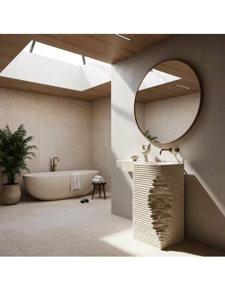 firkantet håndvask vask gulvmonteret gulv badeværelse sten