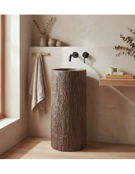 rund håndvask vask gulvmonteret gulv badeværelse sten