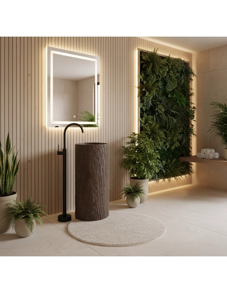 rund håndvask vask gulvmonteret gulv badeværelse sten